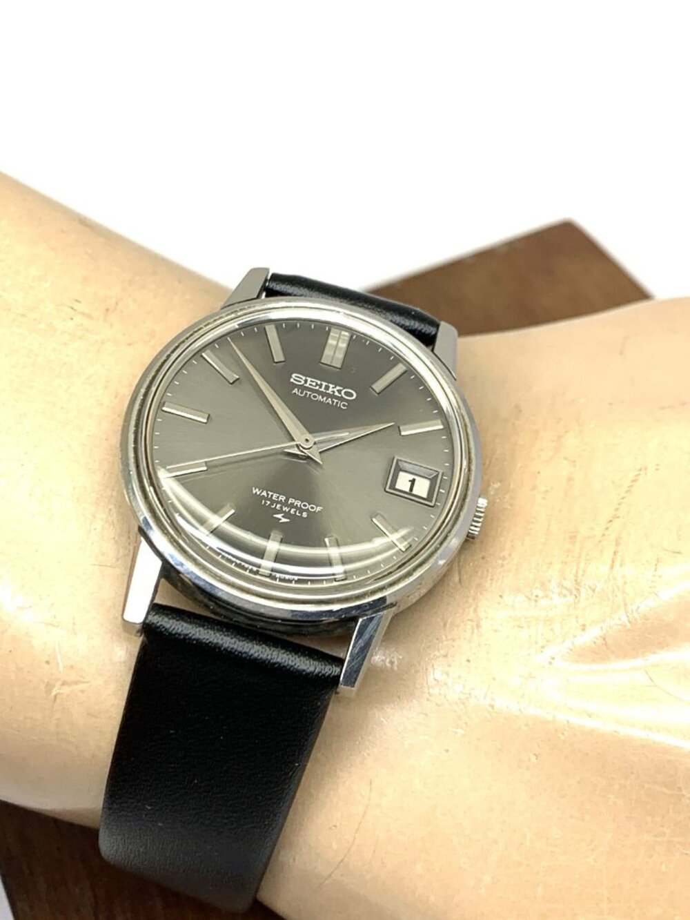 Seiko Men's Watch 7625-8033 Automatic Vintage 1968 Gray Dial Date Leather Strap - Picture 6 of 14